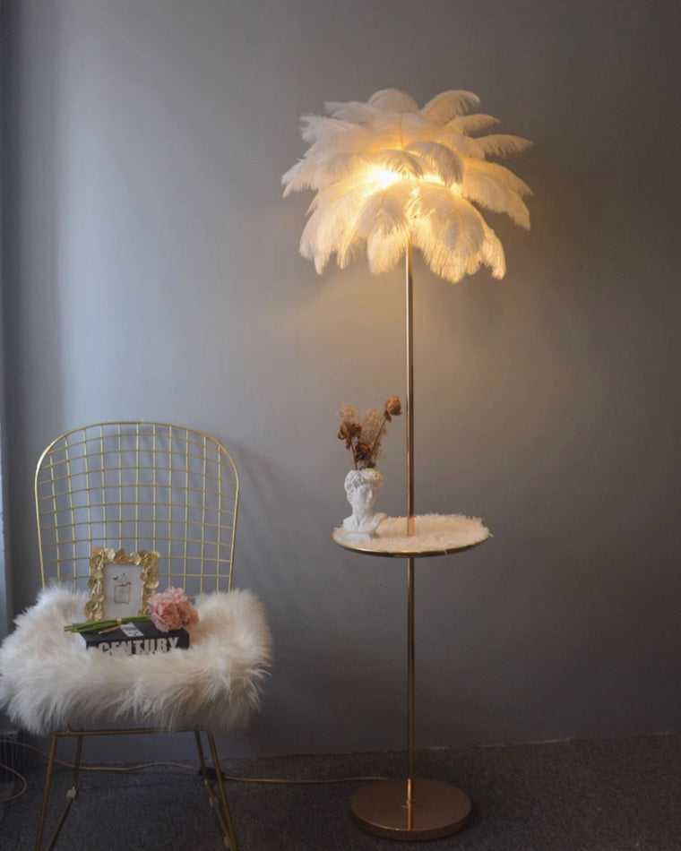 Olverai Feather Palm Tree Floor Lamp with Tray