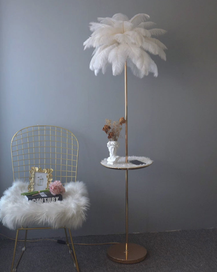 Olverai Feather Palm Tree Floor Lamp with Tray