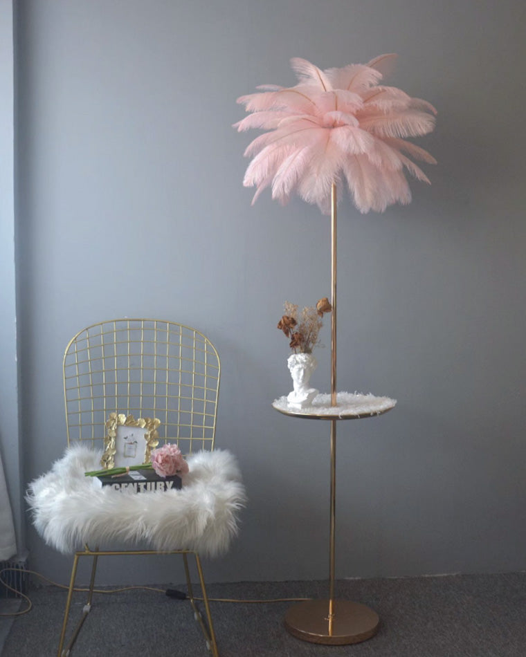 Olverai Feather Palm Tree Floor Lamp with Tray