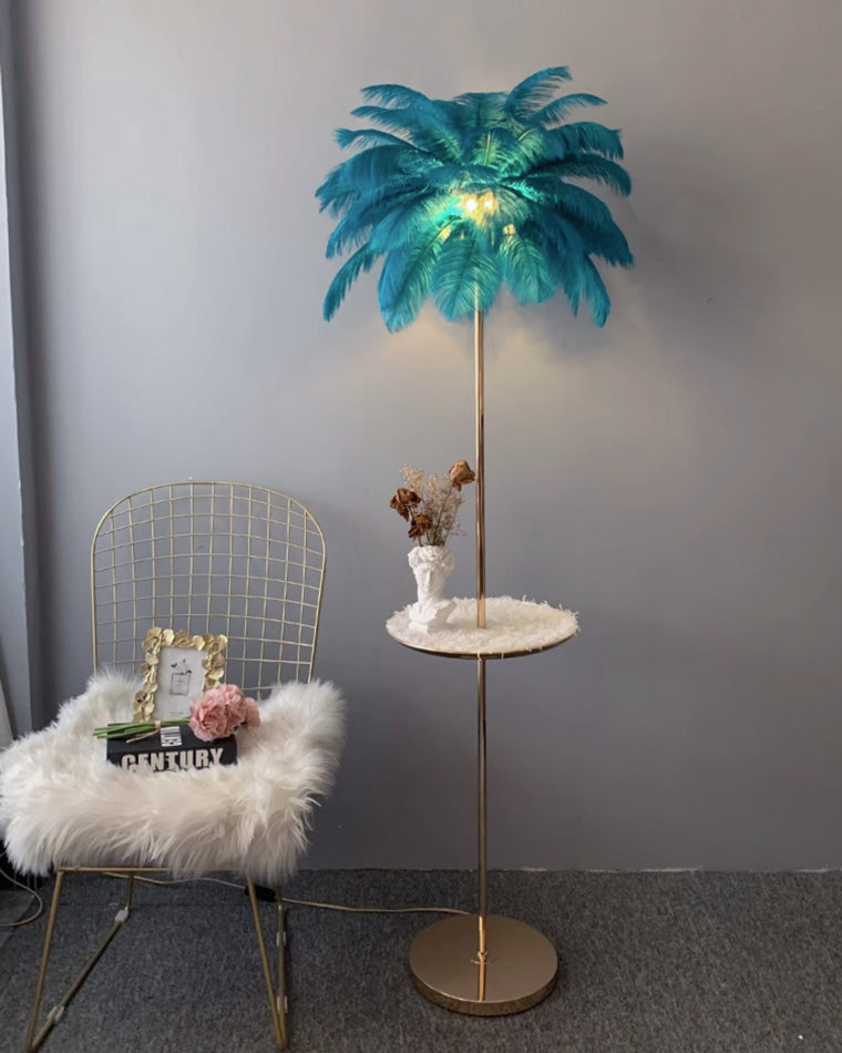 Olverai Feather Palm Tree Floor Lamp with Tray
