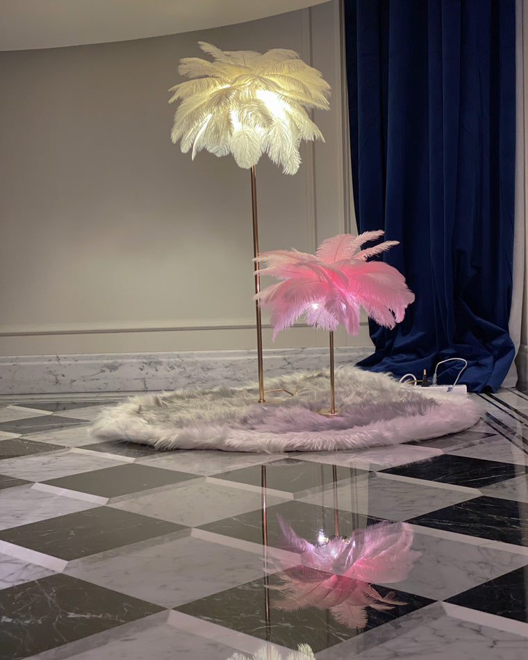 Olverai Feather Palm Tree Floor Lamp with Tray