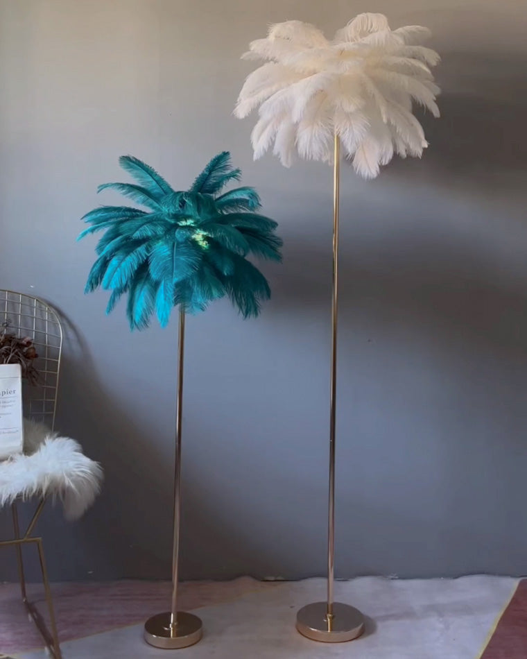 Olverai Feather Palm Tree Floor Lamp with Tray