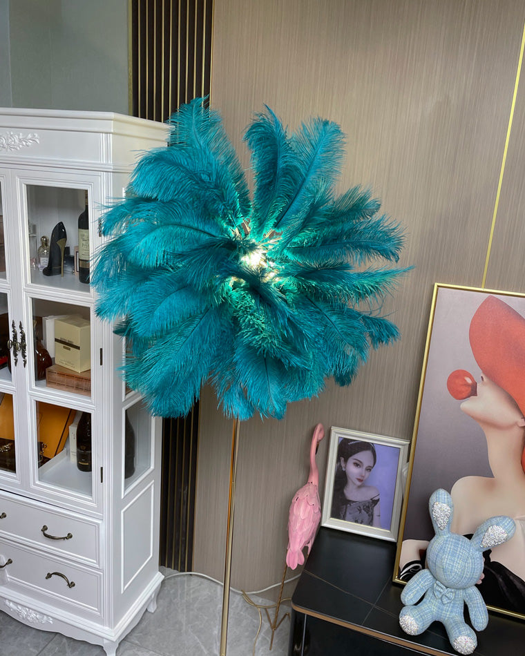 Olverai Feather Palm Tree Floor Lamp with Tray