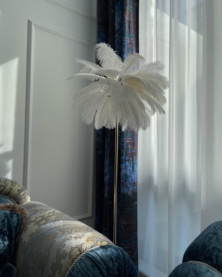 Olverai Feather Palm Tree Floor Lamp with Tray