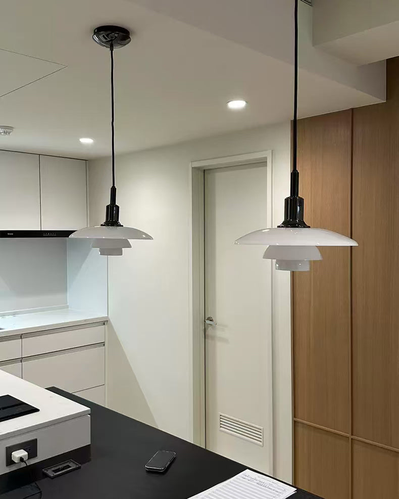 Olverai Danish Designer Milk Glass Pendant Lamp
