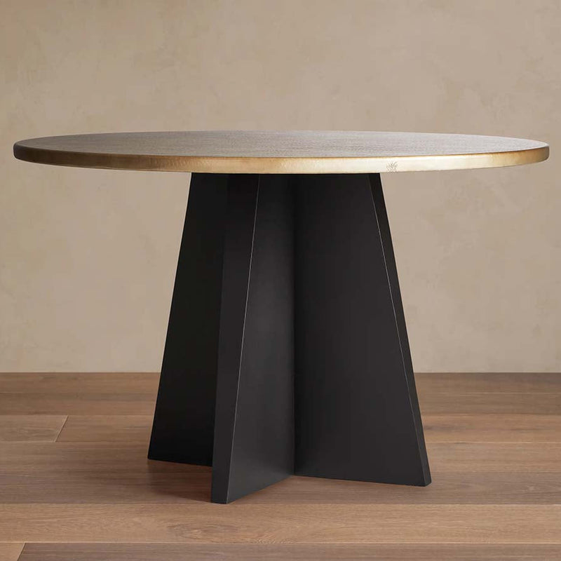Olverai Varex Hand-Hammered Metal Round Dining Table