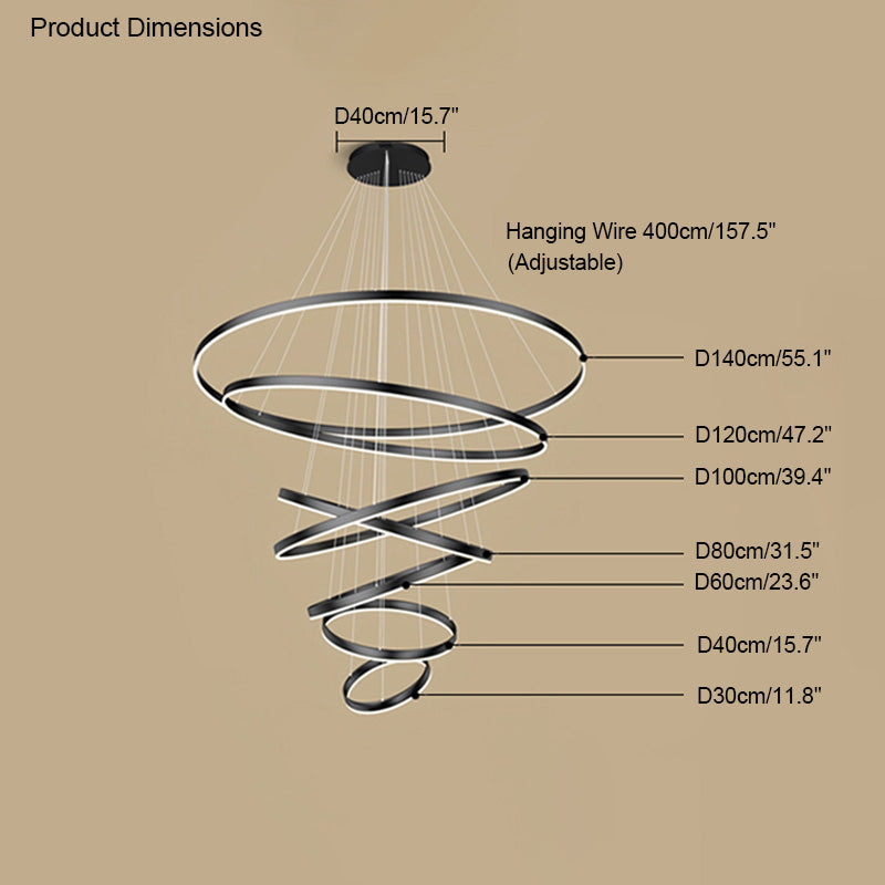 Olverai Tiered Ring LED Chandelier