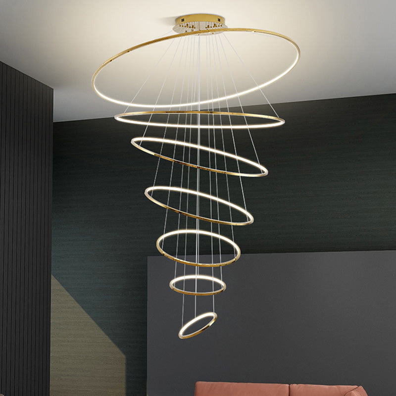 Olverai Large Tiered Ring LED Foyer Chandelier