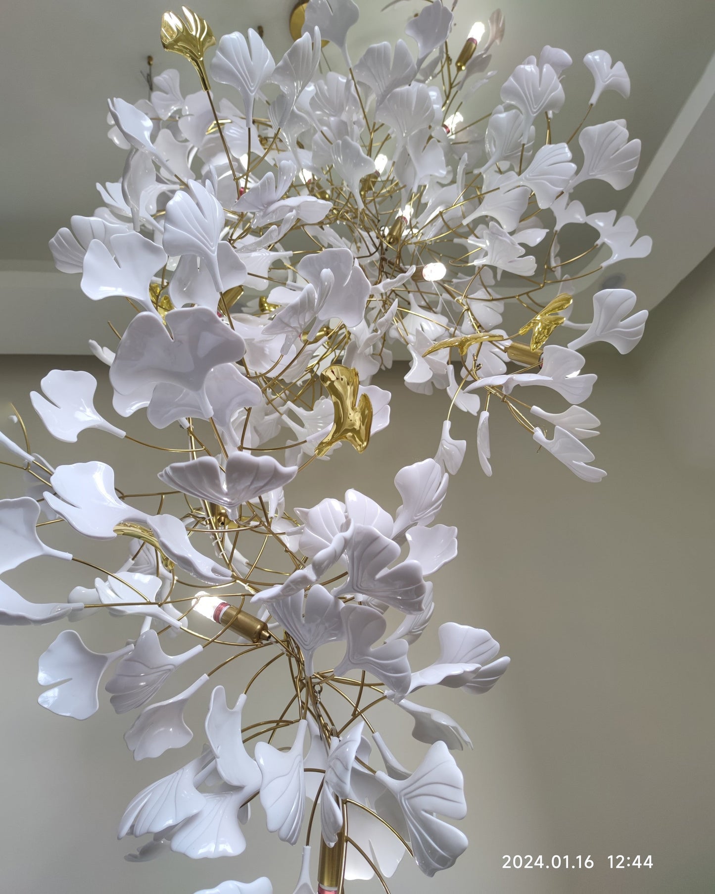 Olverai Ginkgo Long Cascading Foyer Chandelier