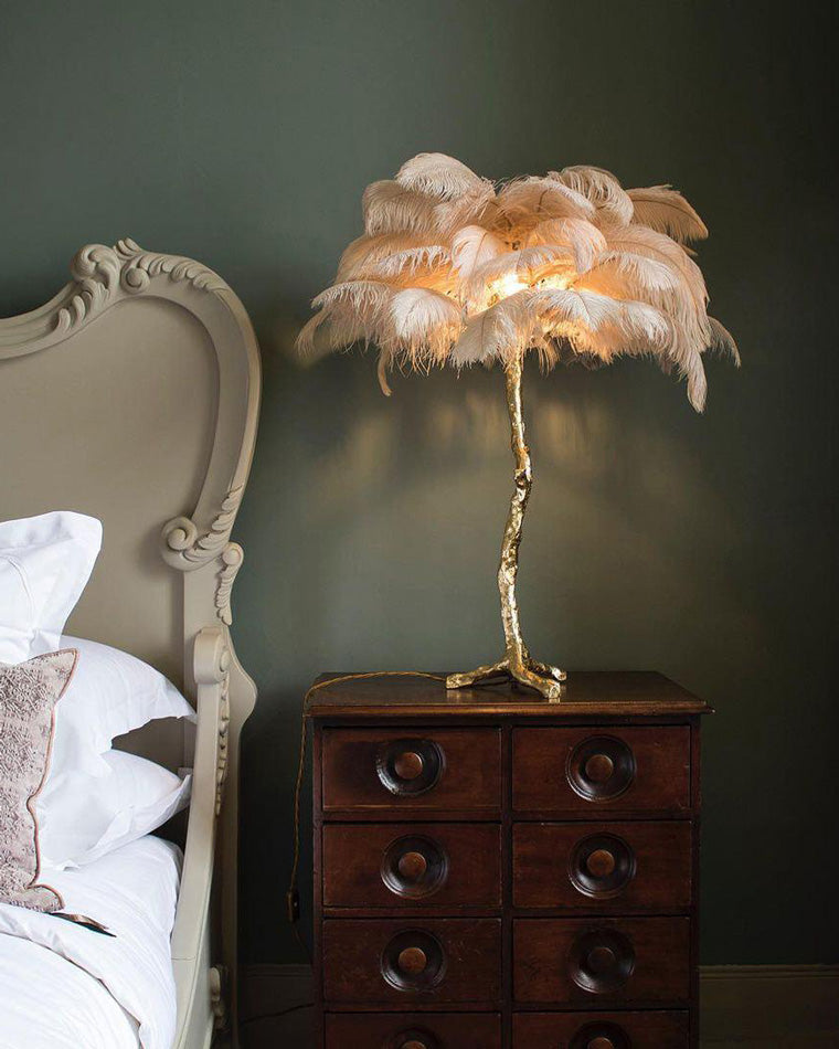 Olverai Feather Palm Tree Table Lamp