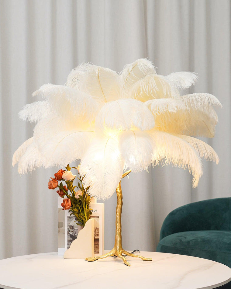 Olverai Feather Palm Tree Table Lamp