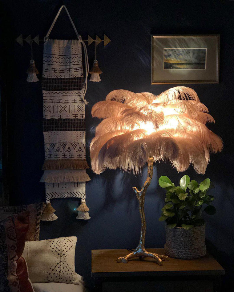 Olverai Feather Palm Tree Table Lamp