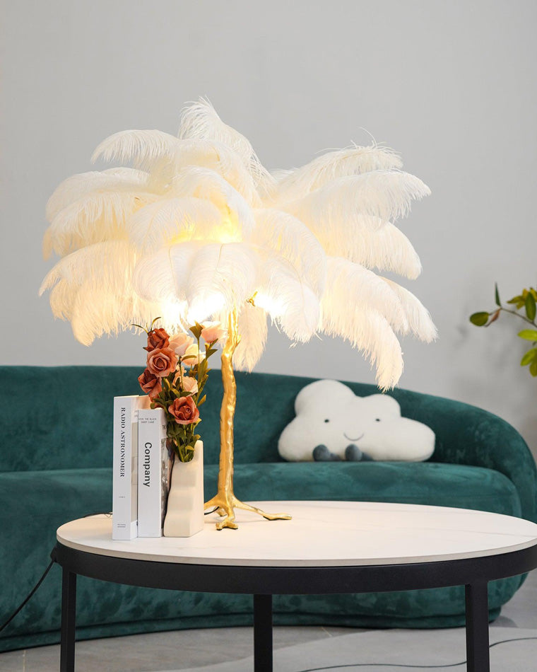 Olverai Feather Palm Tree Table Lamp