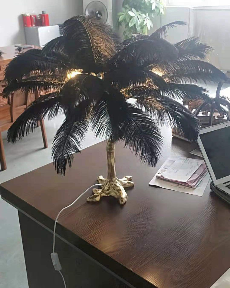 Olverai Feather Palm Tree Table Lamp
