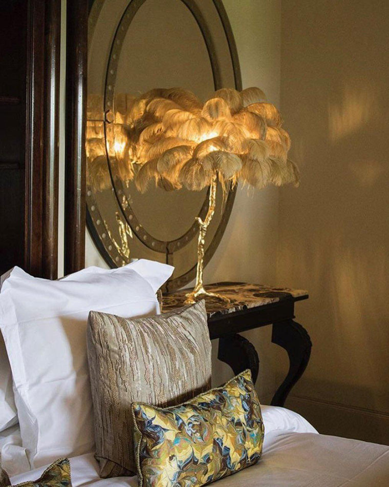 Olverai Feather Palm Tree Table Lamp