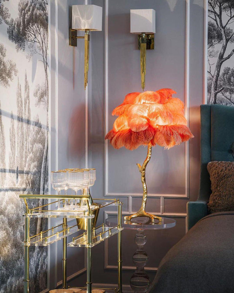 Olverai Feather Palm Tree Table Lamp