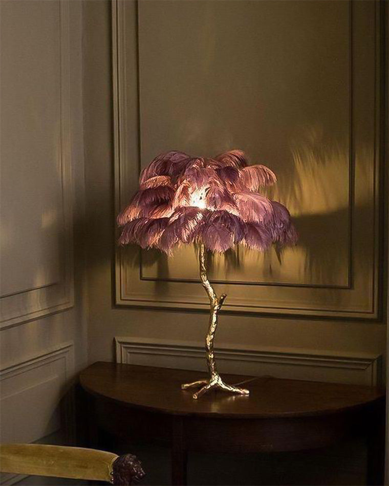 Olverai Feather Palm Tree Table Lamp