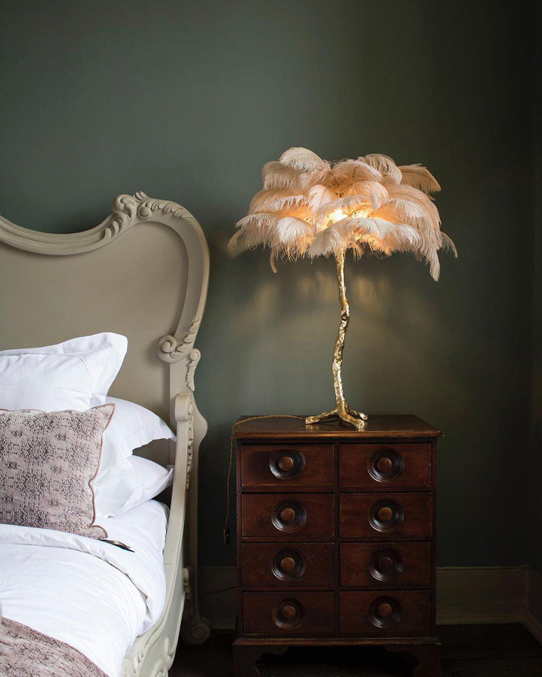 Olverai Feather Palm Tree Table Lamp