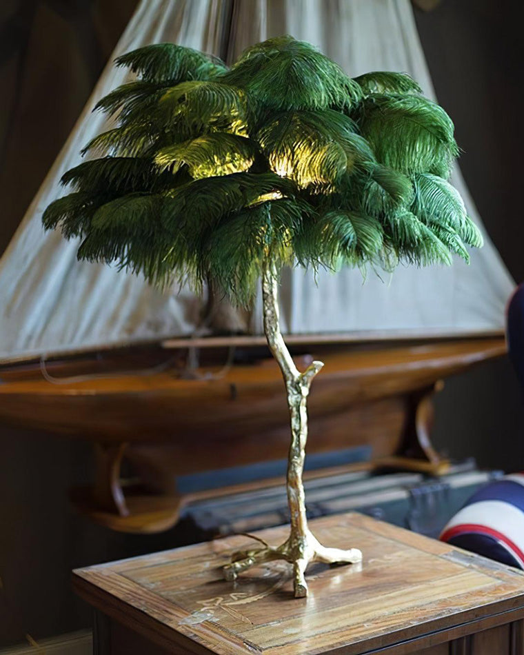 Olverai Feather Palm Tree Table Lamp