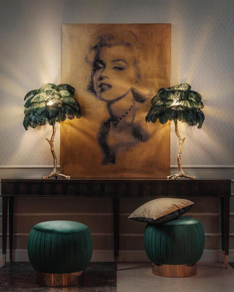 Olverai Feather Palm Tree Table Lamp