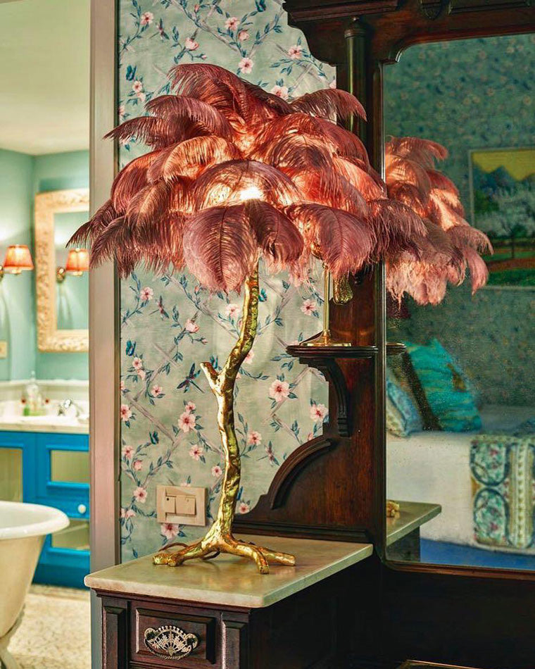 Olverai Feather Palm Tree Table Lamp
