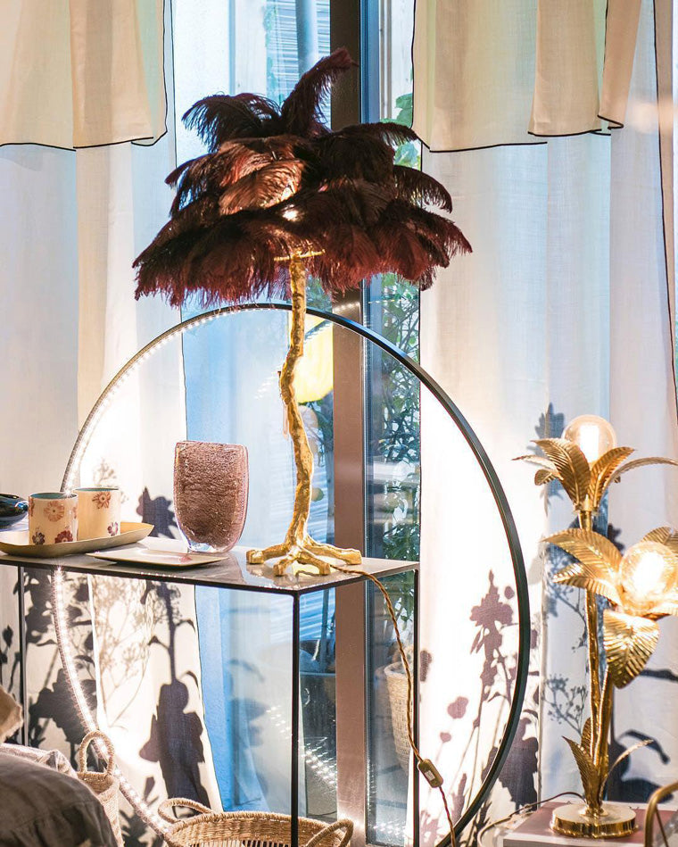 Olverai Feather Palm Tree Table Lamp
