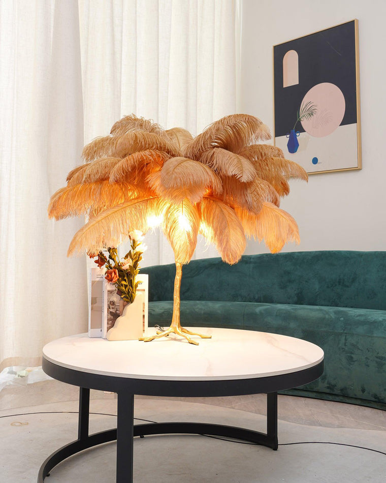 Olverai Feather Palm Tree Table Lamp