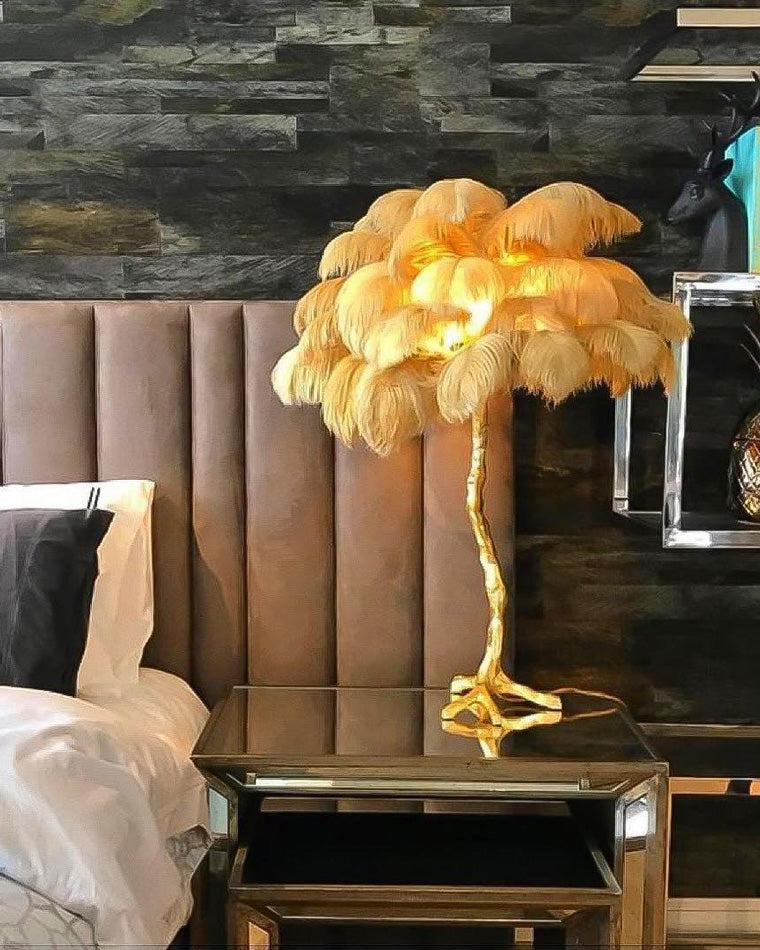 Olverai Feather Palm Tree Table Lamp