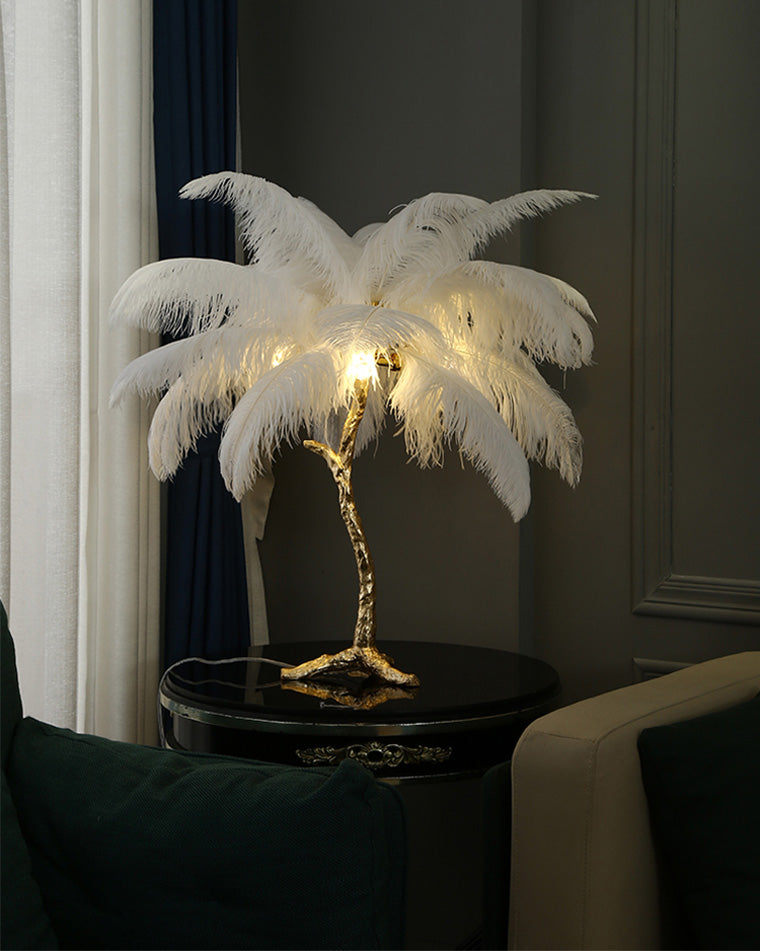 Olverai Feather Palm Tree Table Lamp