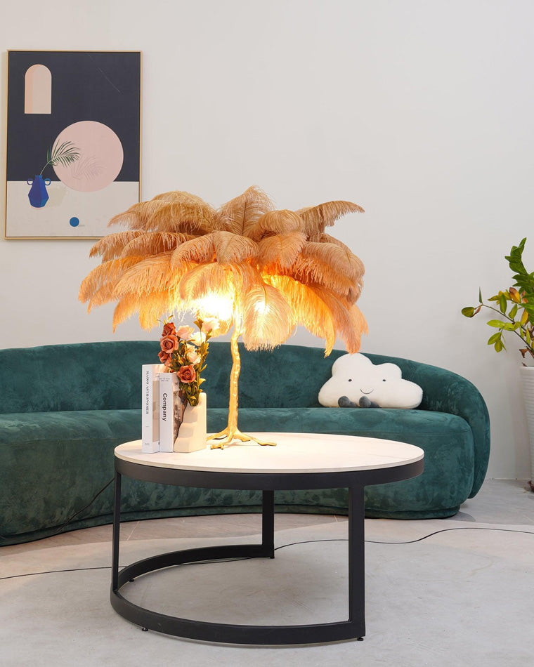 Olverai Feather Palm Tree Table Lamp