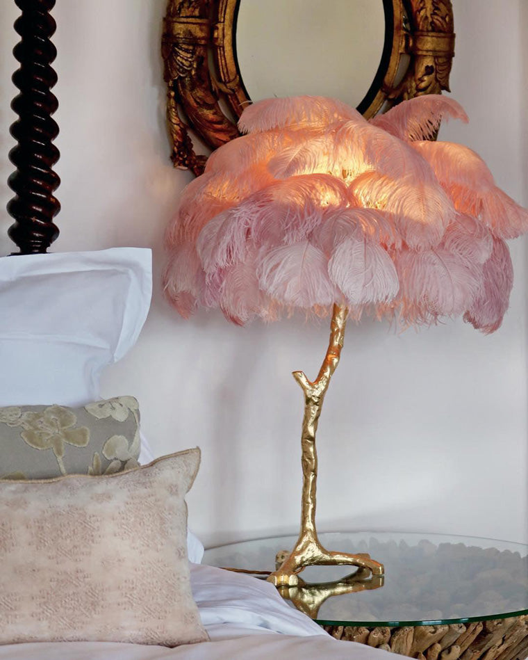Olverai Feather Palm Tree Table Lamp