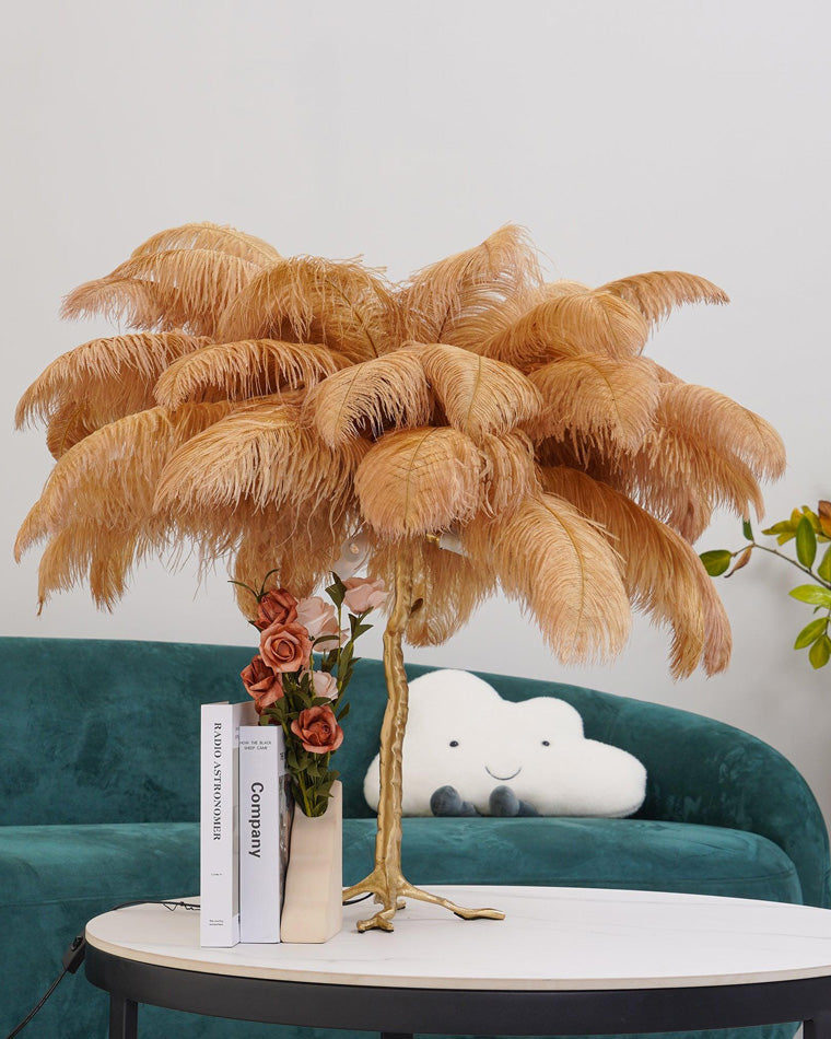 Olverai Feather Palm Tree Table Lamp