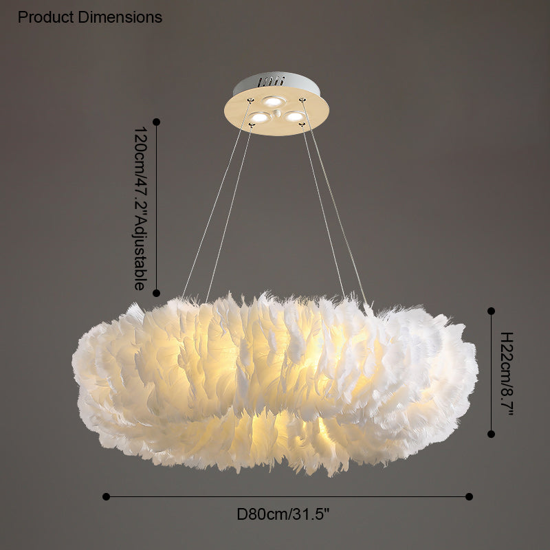Olverai Feather Round Pendant Light