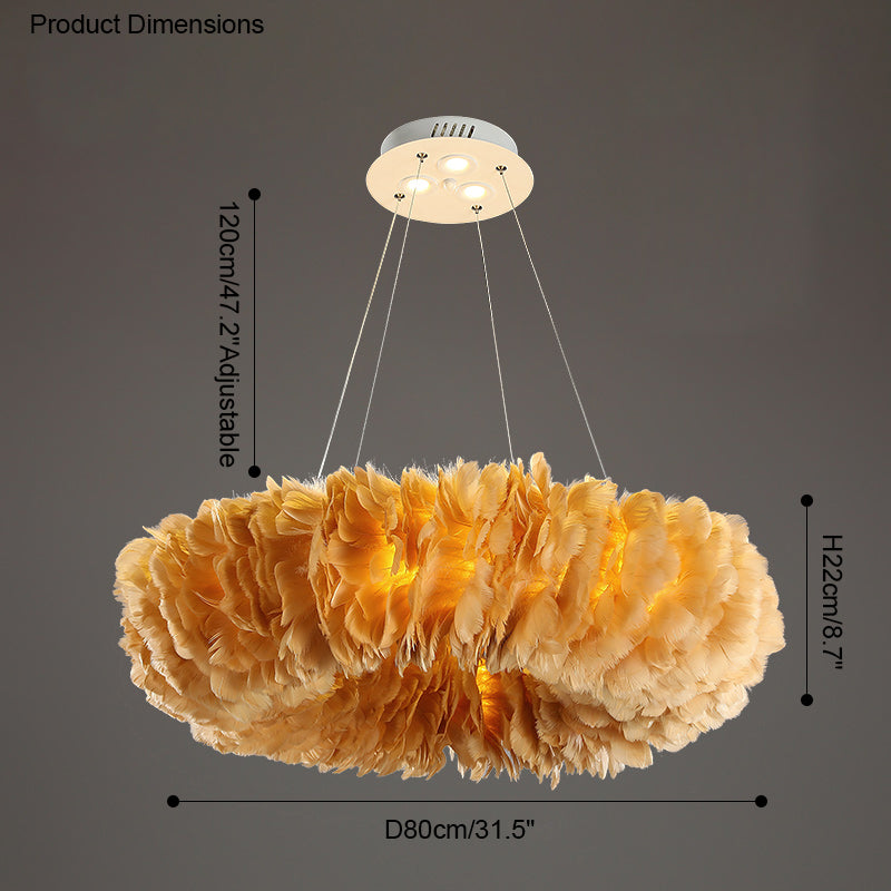 Olverai Feather Round Pendant Light