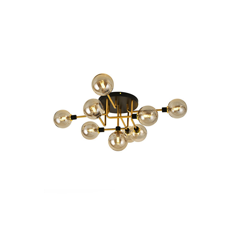 Olverai Ribbed Smoked/Green Glass Globe Ceiling Light