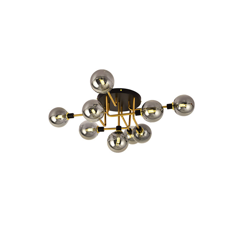 Olverai Ribbed Smoked/Green Glass Globe Ceiling Light