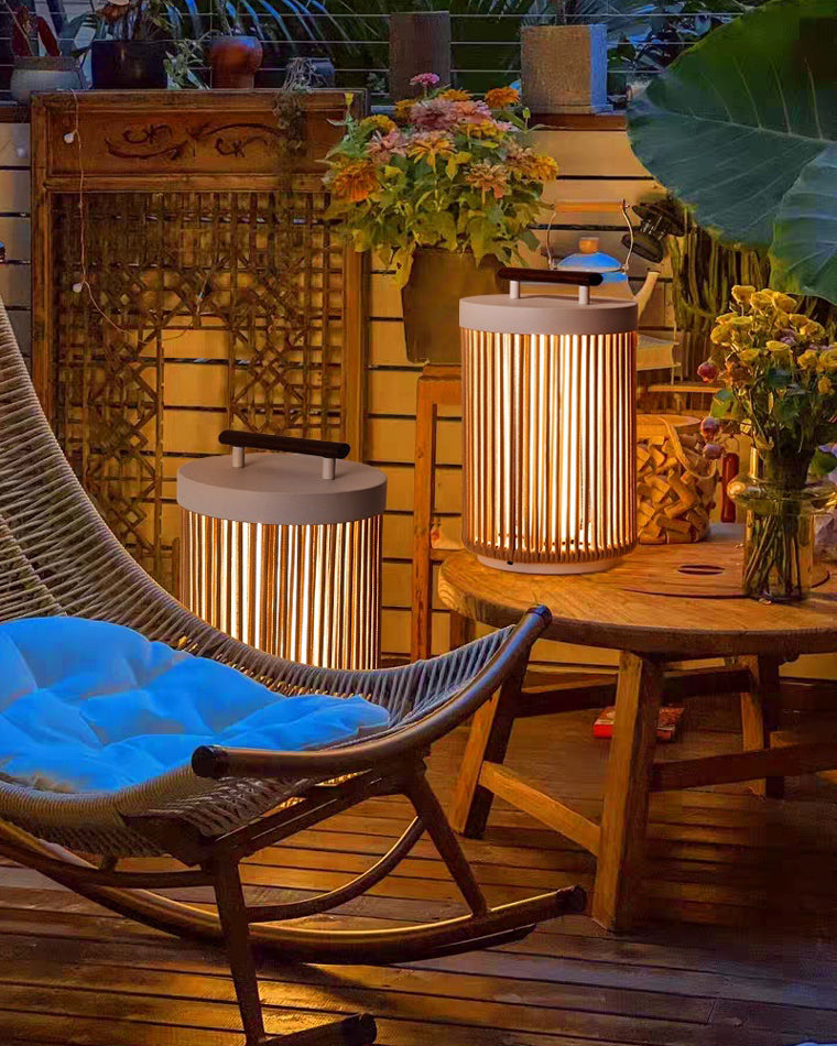 Olverai Outdoor Solar Portable Wicker Lantern