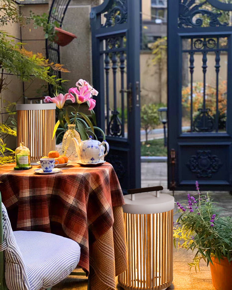 Olverai Outdoor Solar Portable Wicker Lantern