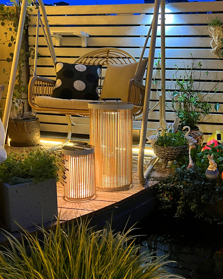 Olverai Outdoor Solar Portable Wicker Lantern