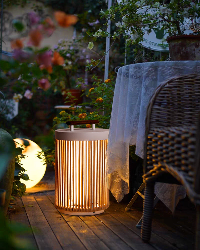 Olverai Outdoor Solar Portable Wicker Lantern