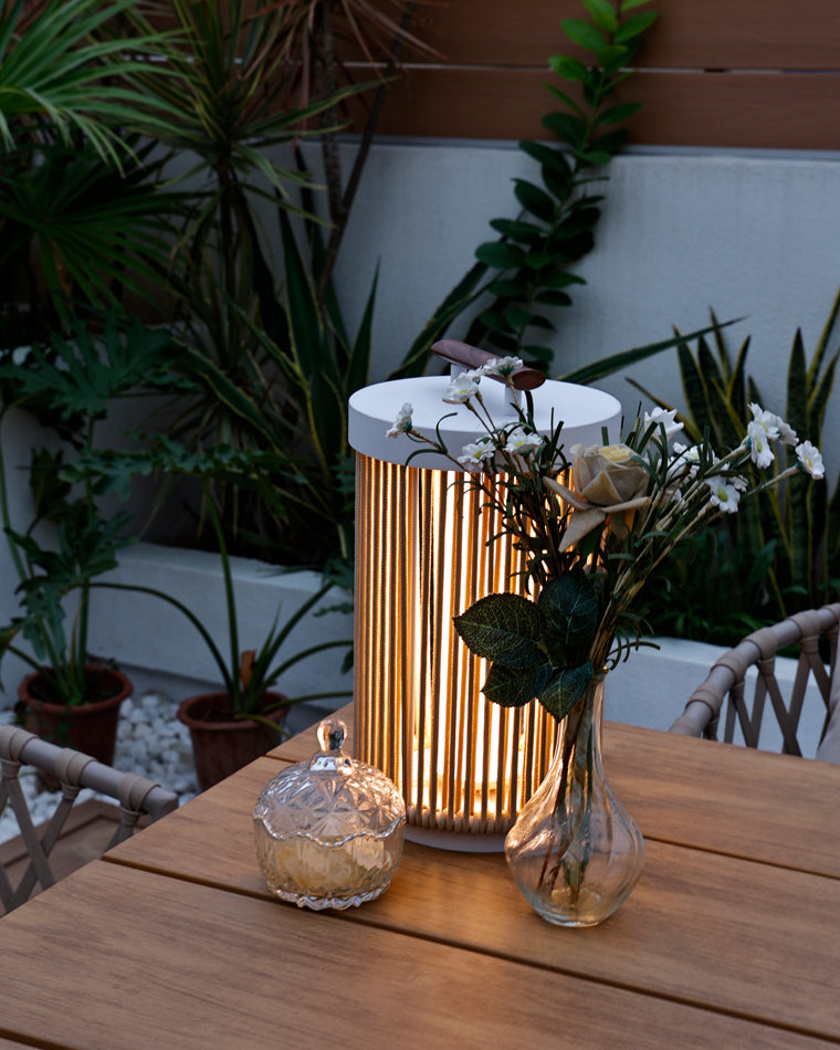 Olverai Outdoor Solar Portable Wicker Lantern