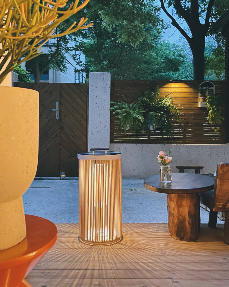 Olverai Outdoor Solar Portable Wicker Lantern