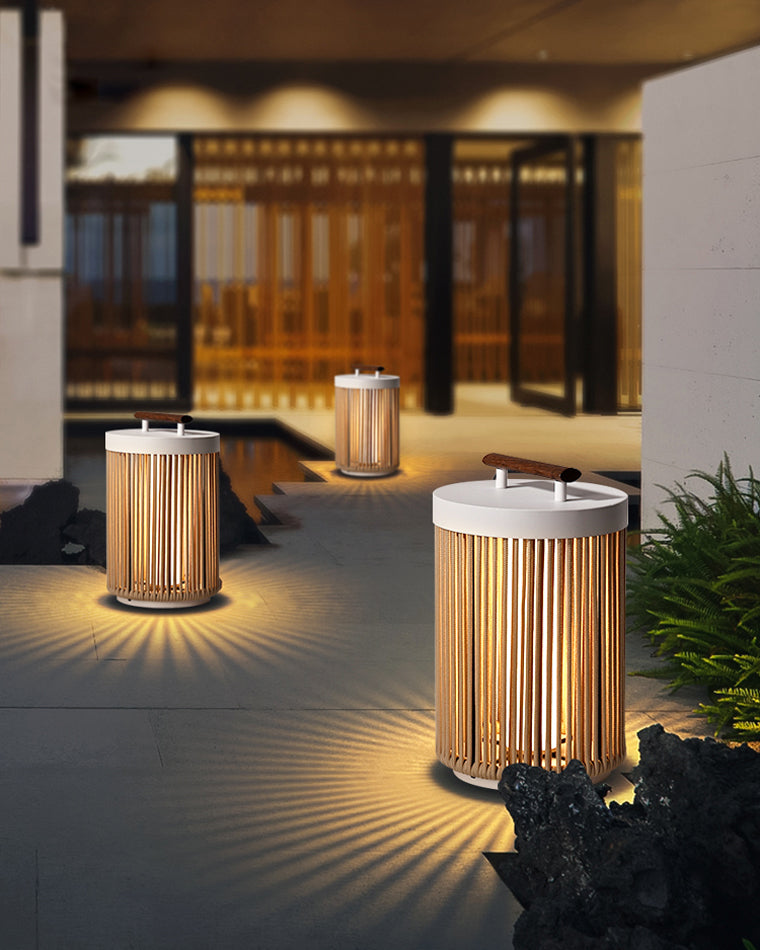 Olverai Outdoor Solar Portable Wicker Lantern