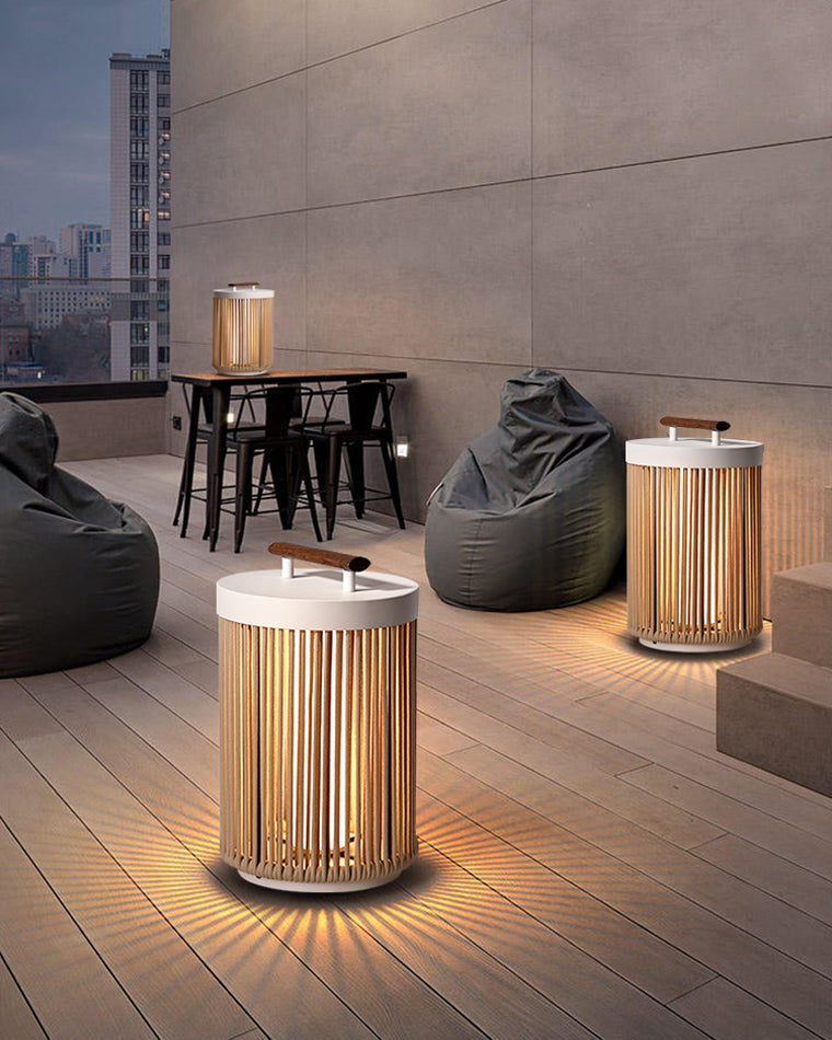 Olverai Outdoor Solar Portable Wicker Lantern