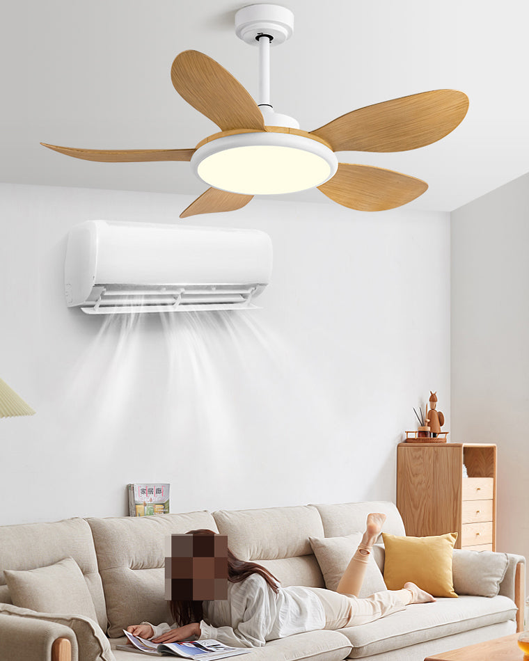 Olverai 5 Wood Blade Ceiling Fan Lamp