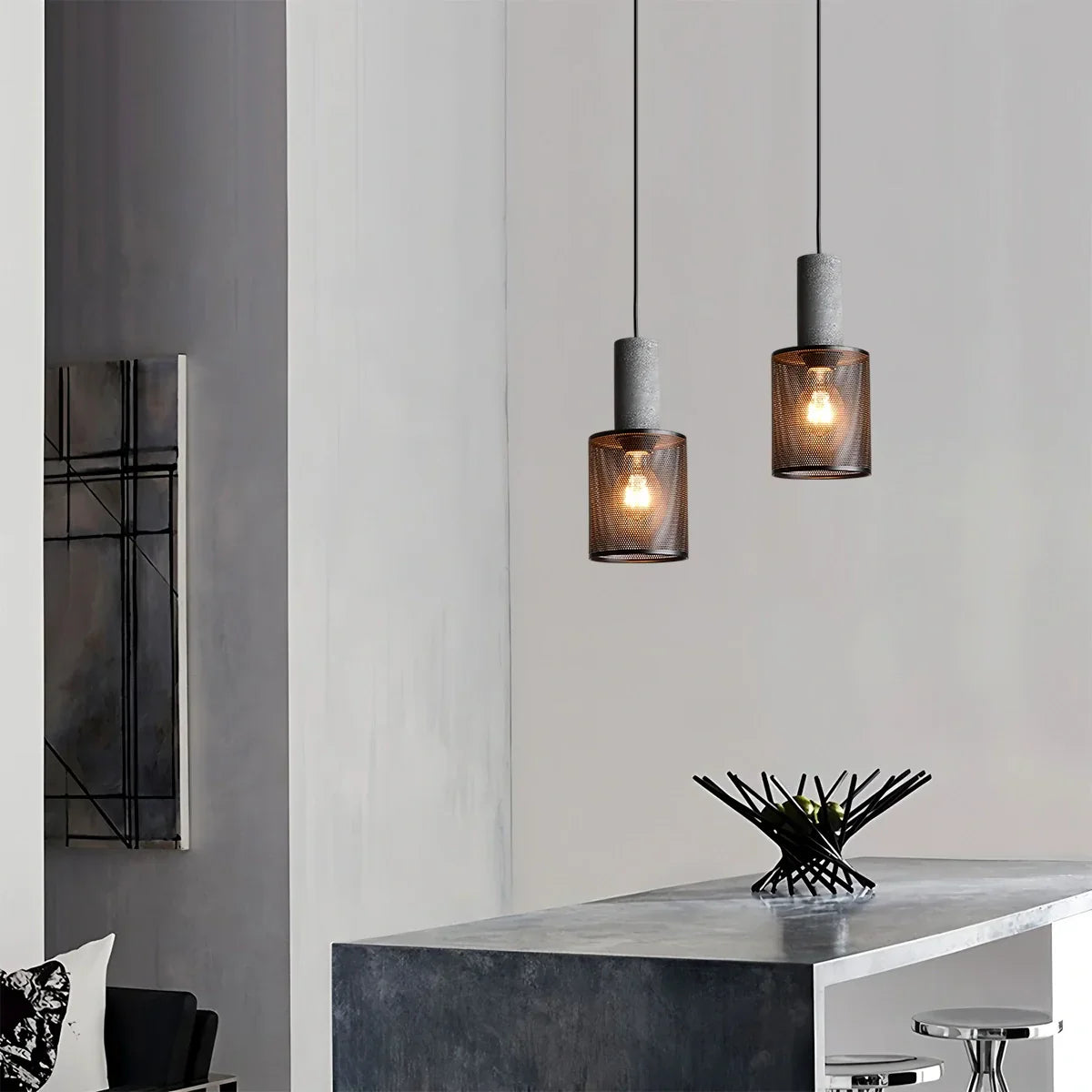 Concrete Industry Pendant Lamp，Metal Openwor,metalwork pendant