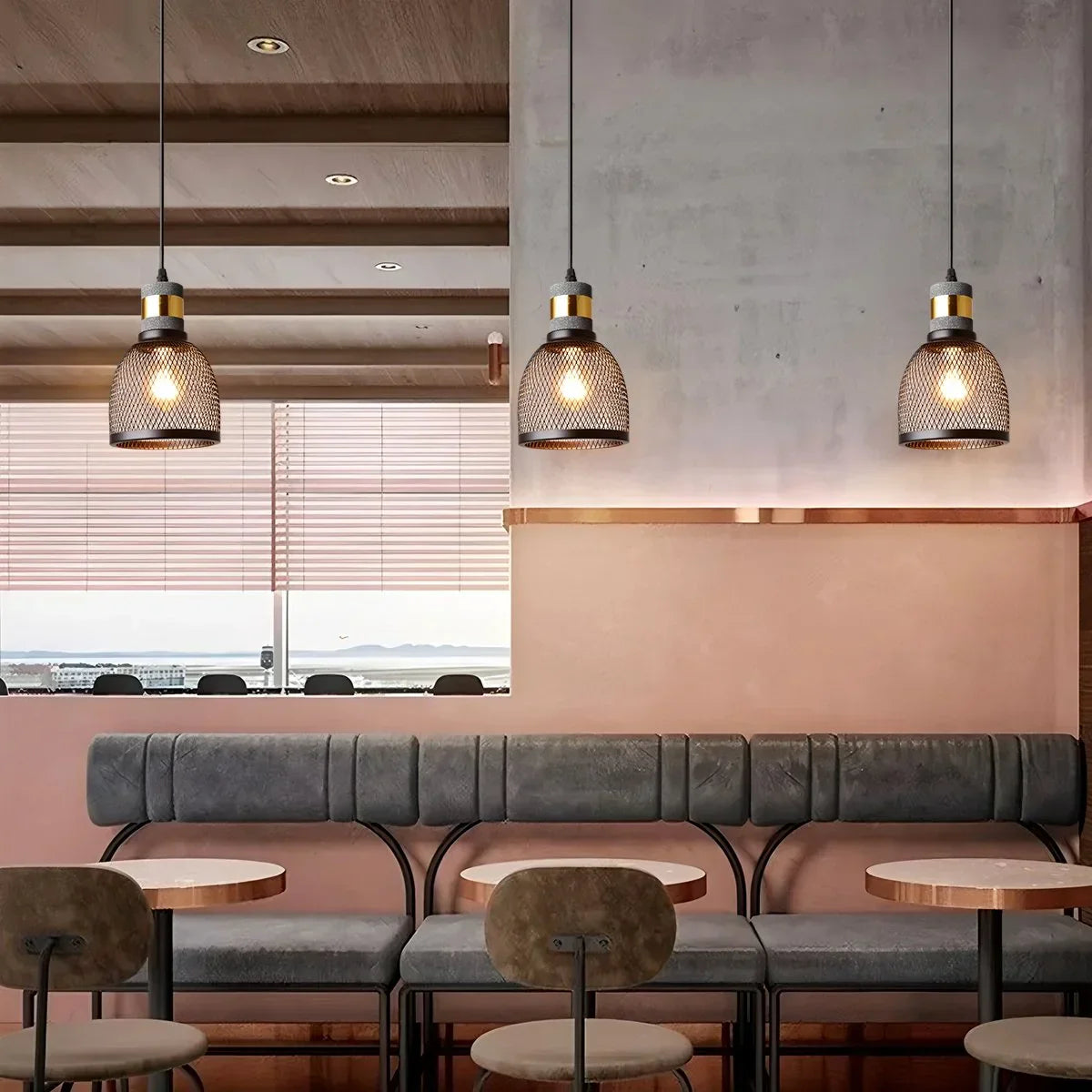Concrete Industry Pendant Lamp，Metal Openwor,metalwork pendant