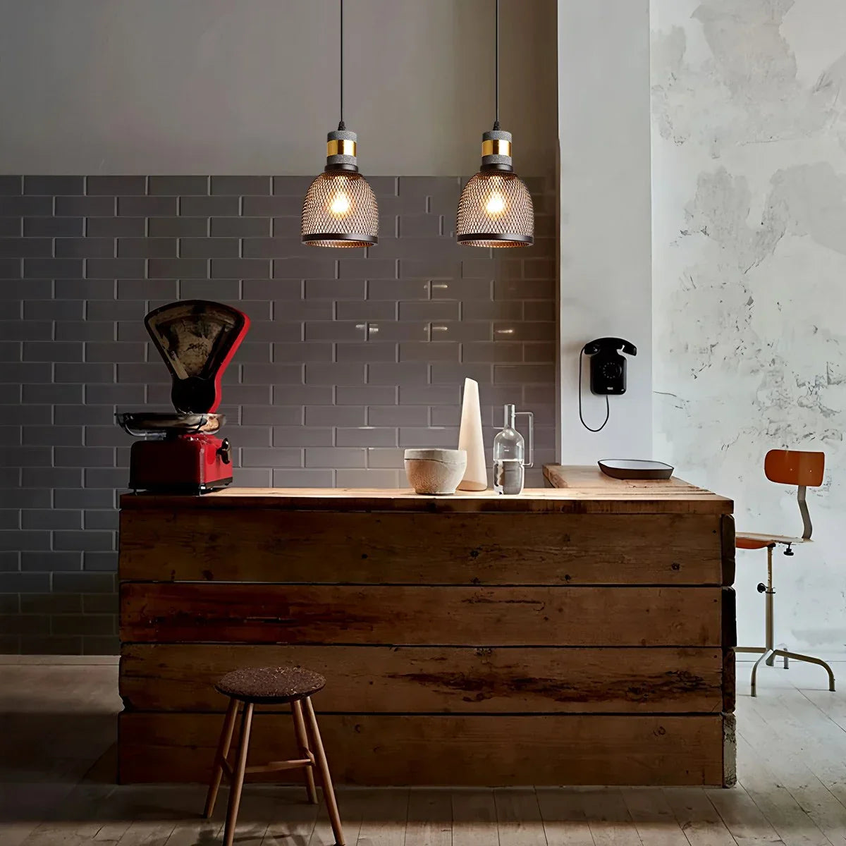 Concrete Industry Pendant Lamp，Metal Openwor,metalwork pendant