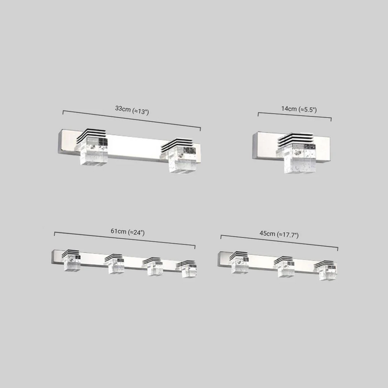 Vanity Light— Crystal & Metal Frame 4 Sizes