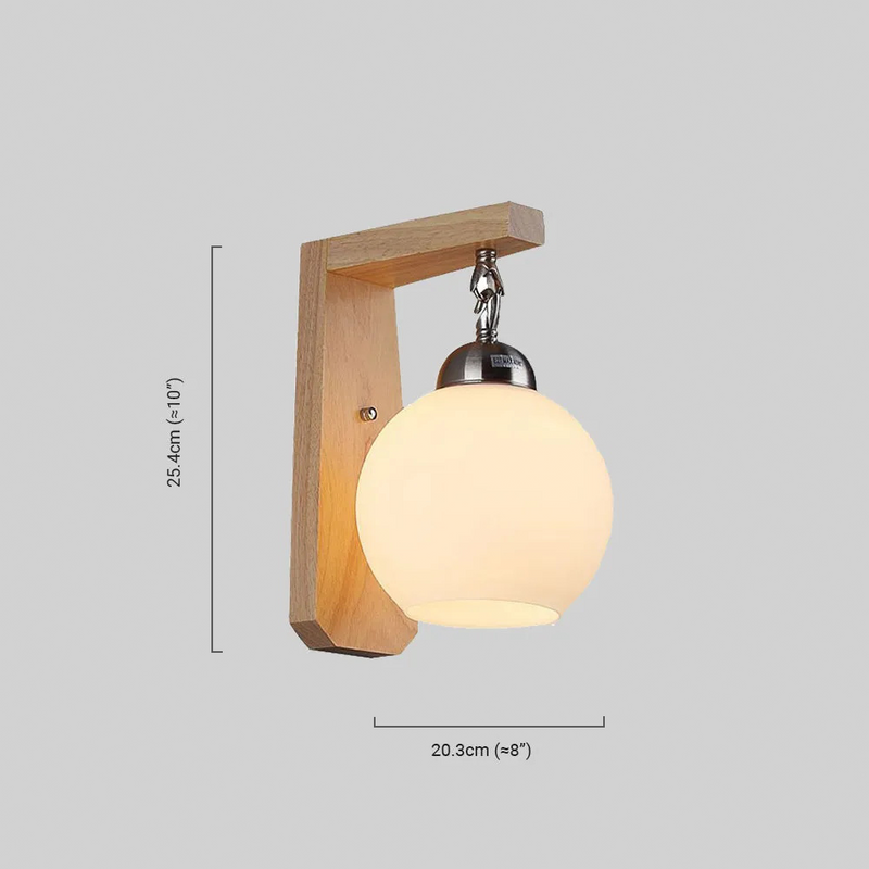 Wood & Metal Frame with Glass Globe Dmensions
